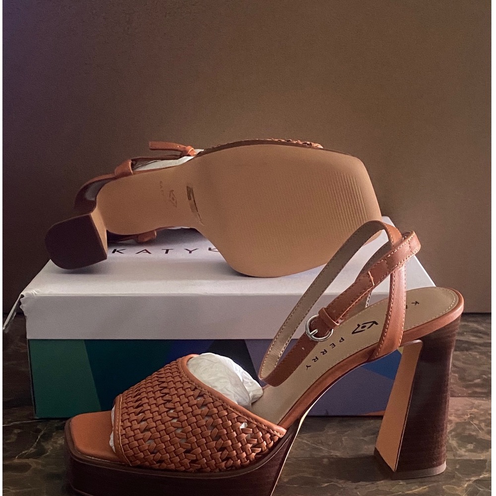 Katy Perry The Steady Ankle Strap Platform Sandals Ginger Biscuit KP3101 11M - Picture 3 of 5